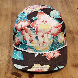 Vintage Miller Lite Beer Hat Cap Snapback Hawaiian Floral Flower One Size